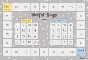 Vorschau - Spiele - Würfelbingo - Verdoppeln und Halbieren - Zahlenraum bis 100 - Seite 3