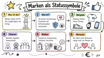 Vorschau - Arbeitsblätter - Arbeitsblatt "Marken als Statussymbole" + interaktive Lösung & MP3 + Mindmap + Infografik - Seite 1