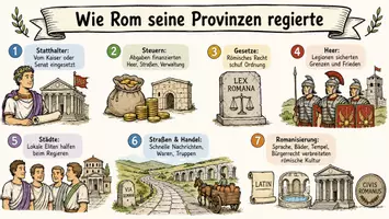 Vorschau - Arbeitsblätter - Arbeitsblatt "Wie Rom seine Provinzen regierte" + interaktive Lösung & MP3 + Mindmap + Infografik - Seite 1