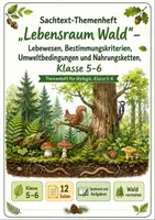 Vorschau - Arbeitsblätter - Lebensraum Wald Klasse 5-6: Sachtexte Themenheft - Deckblatt