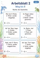 Vorschau - Arbeitsblätter - Rechengeschichten Minus bis 10 | Mathematik Klasse 1 | 7 Arbeitsblätter als PDF - Seite 2