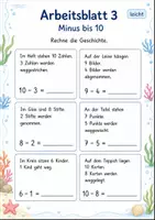 Vorschau - Arbeitsblätter - Rechengeschichten Minus bis 10 | Mathematik Klasse 1 | 7 Arbeitsblätter als PDF - Seite 3