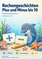 Vorschau - Arbeitsblätter - Rechengeschichten Plus und Minus bis 10 | Mathematik Klasse 1 | 7 Arbeitsblätter als PDF - Deckblatt
