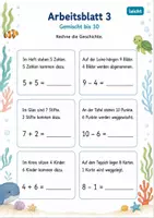 Vorschau - Arbeitsblätter - Rechengeschichten Plus und Minus bis 10 | Mathematik Klasse 1 | 7 Arbeitsblätter als PDF - Seite 3