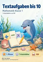 Vorschau - Arbeitsblätter - Textaufgaben bis 10 | Mathematik Klasse 1 | 7 Arbeitsblätter als PDF - Deckblatt