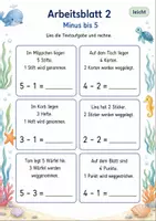 Vorschau - Arbeitsblätter - Textaufgaben bis 10 | Mathematik Klasse 1 | 7 Arbeitsblätter als PDF - Seite 2