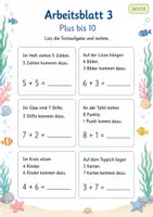 Vorschau - Arbeitsblätter - Textaufgaben bis 10 | Mathematik Klasse 1 | 7 Arbeitsblätter als PDF - Seite 3