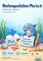 Vorschau - Arbeitsblätter - Rechengeschichten Plus bis 20 | Mathematik Klasse 1 | 7 Arbeitsblätter als PDF - Deckblatt