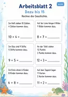 Vorschau - Arbeitsblätter - Rechengeschichten Plus bis 20 | Mathematik Klasse 1 | 7 Arbeitsblätter als PDF - Seite 2