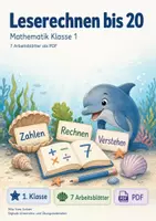 Vorschau - Arbeitsblätter - Leserechnen bis 20 | Mathematik Klasse 1 | 7 Arbeitsblätter als PDF - Deckblatt