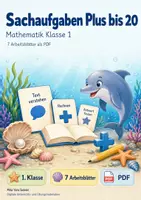Vorschau - Arbeitsblätter - Sachaufgaben Plus bis 20 | Mathematik Klasse 1 | 7 Arbeitsblätter als PDF - Deckblatt