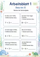 Vorschau - Arbeitsblätter - Sachaufgaben Plus bis 20 | Mathematik Klasse 1 | 7 Arbeitsblätter als PDF - Seite 1