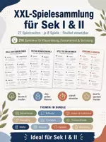 Vorschau - Spiele - Große Spielesammlung für Sek I & II – 216 Spielideen für Unterricht & Vertretung (Kennenlernen, Reflexion, Klassengemeinschaft, Konzentration, Fächer, etc.) - Deckblatt
