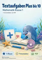 Vorschau - Arbeitsblätter - Textaufgaben Plus bis 10 | Mathematik Klasse 1 | 7 Arbeitsblätter als PDF - Deckblatt