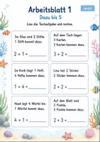 Vorschau - Arbeitsblätter - Textaufgaben Plus bis 10 | Mathematik Klasse 1 | 7 Arbeitsblätter als PDF - Seite 1