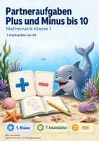 Vorschau - Arbeitsblätter - Partneraufgaben Plus und Minus bis 10 | Mathematik Klasse 1 | 7 Arbeitsblätter als PDF - Deckblatt
