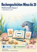 Vorschau - Arbeitsblätter - Rechengeschichten Minus bis 20 | Mathematik Klasse 1 | 7 Arbeitsblätter als PDF - Deckblatt