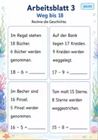 Vorschau - Arbeitsblätter - Rechengeschichten Minus bis 20 | Mathematik Klasse 1 | 7 Arbeitsblätter als PDF - Seite 3