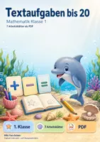 Vorschau - Arbeitsblätter - Textaufgaben bis 20 | Mathematik Klasse 1 | 7 Arbeitsblätter als PDF - Deckblatt