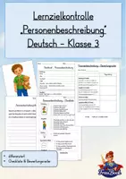 Vorschau - Arbeitsblätter - Personenbeschreibung Lernzielkontrolle Deutsch Klasse 3/4 - Deckblatt
