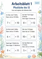 Vorschau - Arbeitsblätter - Fehlende Zahl in Sachaufgaben bis 20 | Mathematik Klasse 1 | 7 Arbeitsblätter als PDF - Seite 1