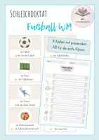 Vorschau - Arbeitsblätter - Fußball Weltmeisterschaft/ WM | Schleichdiktat/ Laufdiktat | 1./2.Kl | 8 Karten - Deckblatt