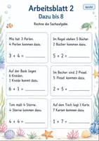 Vorschau - Arbeitsblätter - Sachaufgaben Plus bis 10 | Mathematik Klasse 1 | 7 Arbeitsblätter als PDF - Seite 2