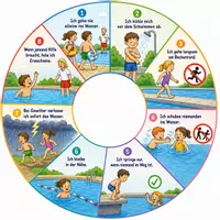 Vorschau - Arbeitsblätter - Baderegeln Grundschule: Legekreis, Gesprächsimpulse & Kärtchen zum Ausschneiden - Seite 1