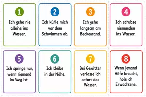 Vorschau - Arbeitsblätter - Baderegeln Grundschule: Legekreis, Gesprächsimpulse & Kärtchen zum Ausschneiden - Seite 3