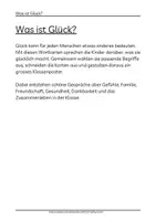 Vorschau - Mal- und Bastelvorlagen - Was ist Glück? Klassenposter Grundschule Gefühle, Ethik, soziales Lernen - Seite 1