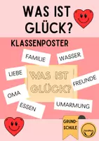 Vorschau - Mal- und Bastelvorlagen - Was ist Glück? Klassenposter Grundschule Gefühle, Ethik, soziales Lernen - Deckblatt