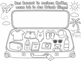 Vorschau - Mal- und Bastelvorlagen - Sommerferien: Das kommt in meinen Koffer, wenn ich in den Urlaub fliege! 1./ 2.Klasse - Deckblatt