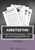 Vorschau - Arbeitsblätter - Arbeitsethik ⎮ Tang-Ping-Bewegung in China - Sachtext mit Aufgaben für Klasse 9 bis 10 - Deckblatt
