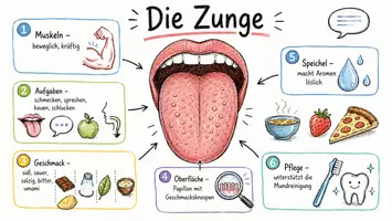 Vorschau - Arbeitsblätter - AB mit Fragen zum Thema "Zunge" + Lösungsblatt + Infografik - Seite 1
