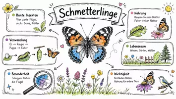 Vorschau - Arbeitsblätter - Arbeitsblatt "Schmetterlinge" + Onlineübung & MP3 + Mindmap + Infografik - Seite 1