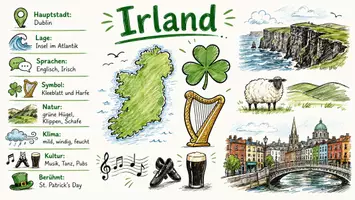 Vorschau - Arbeitsblätter - Arbeitsblatt "Irland" + Onlineübung & MP3 + Mindmap + Infografik - Seite 1