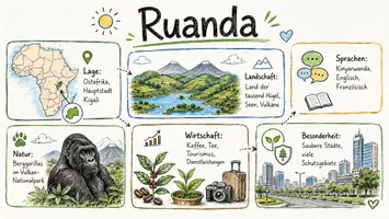 Vorschau - Arbeitsblätter - AB mit Fragen zum Thema "Ruanda" + Lösungsblatt + Infografik - Seite 1