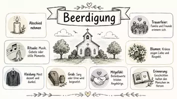 Vorschau - Arbeitsblätter - Arbeitsblätter zum Thema "Beerdigung" + Lösung & MP3 + Infografik - Seite 1