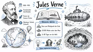 Vorschau - Arbeitsblätter - Arbeitsblätter zum Thema "Jules Verne" + Lösung & MP3 + Mindmap + Infografik - Seite 1
