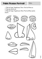 Vorschau - Mal- und Bastelvorlagen - PABLO PICASSO - Eigenportrait zeichnen / Malvorlage - Seite 2