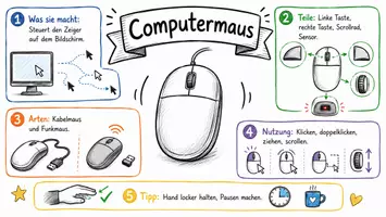 Vorschau - Arbeitsblätter - Arbeitsblätter zum Thema "Maus (Computer)" (Lückentext, Hörverstehen) + Lösung & MP3 + Mindmap + Infografik - Seite 1