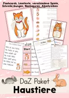 Vorschau - Arbeitsblätter - DaZ Haustiere - Wortschatz, Sprechen & Mini-Lesetexte - Deckblatt