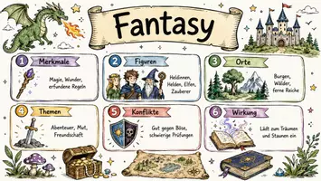 Vorschau - Arbeitsblätter - AB mit Fragen zum Thema "Fantasy" + Lösungsblatt + Infografik - Seite 1