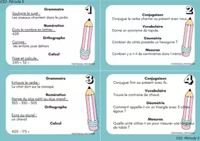 Aperçu - Feuilles d'exercices - 32 cartes rituels du matin CE2 – Français & Maths Période 5 - Page 3
