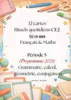 Aperçu - Feuilles d'exercices - 32 cartes rituels du matin CE2 – Français & Maths Période 5 - Page de couverture