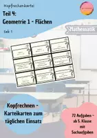 Vorschau - Aufgabenkarten - Kopfrechnen mit der Kartei 4 - Flächen - Deckblatt