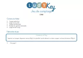 Aperçu - Apprentissages en autonomie - Un jeu de comptage sur le thème de l'été - Page 1