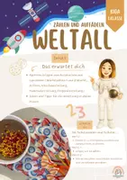 Vorschau - Spiele - Zählen und Auffädeln zum Thema Weltall - Deckblatt