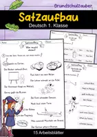 Vorschau - Arbeitsblätter - Satzaufbau Deutsch Klasse 1 | 15 Arbeitsblätter | Sätze schreiben | Satzbildung & Lesen - Deckblatt