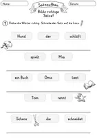 Vorschau - Arbeitsblätter - Satzaufbau Deutsch Klasse 1 | 15 Arbeitsblätter | Sätze schreiben | Satzbildung & Lesen - Seite 1